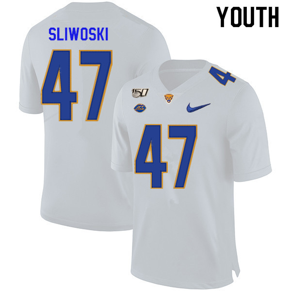 2019 Youth #47 Ryan Sliwoski Pitt Panthers College Football Jerseys Sale-White